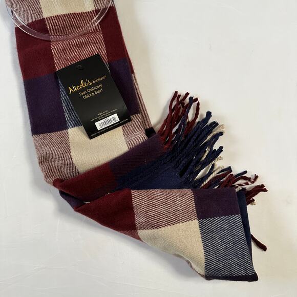 NWT Neutral Checkered Scarf - Picture 2 of 5